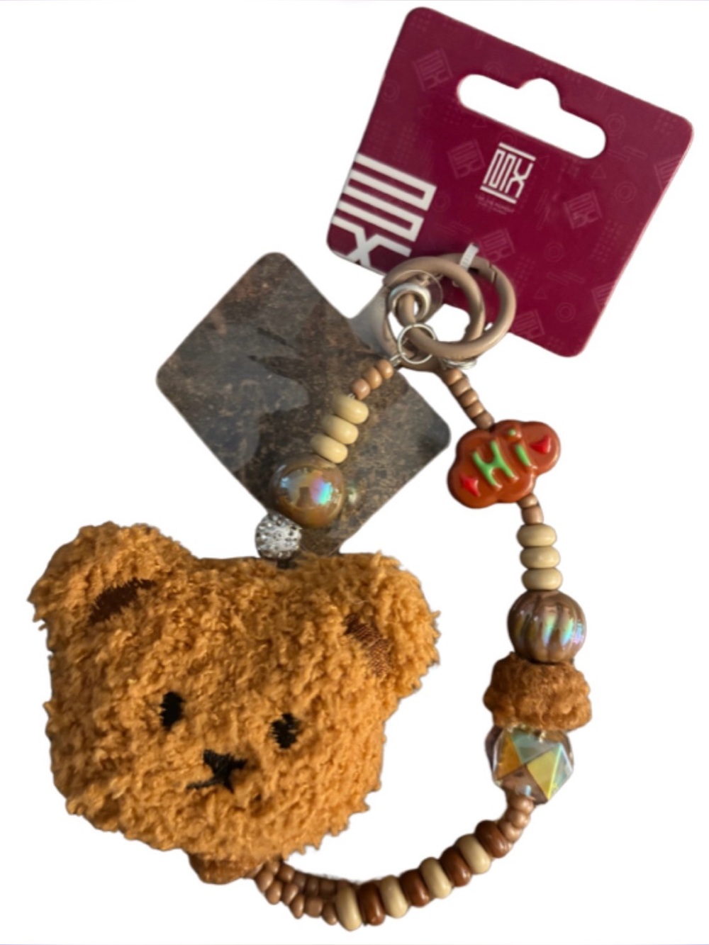Plush Teddy Bear Beaded Phone charm Keychain